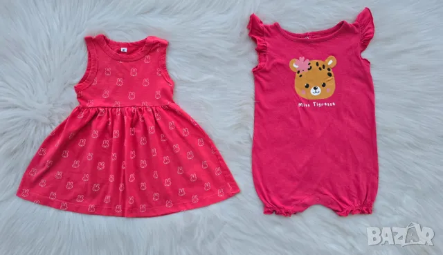 Детска рокля и летен ромпър 9-12 месеца, снимка 2 - Бебешки гащеризони - 50062022