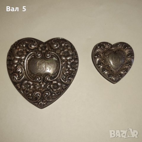 Много стари сребърни съдове - сърца . Сребро , МАРКИРАНИ, снимка 1 - Антикварни и старинни предмети - 43281172