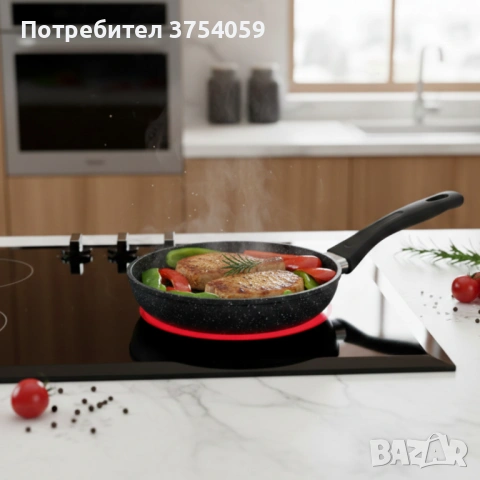 Комплект тигани Cheffinger с мраморно покритие – 3 части за всяка кухня - черен цвят, снимка 2 - Съдове за готвене - 53124743