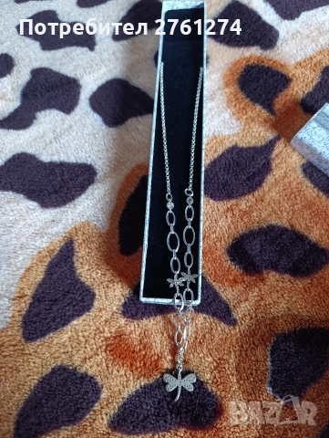 Сребърно ланче 11,3г със сваровски, снимка 2 - Колиета, медальони, синджири - 53298817