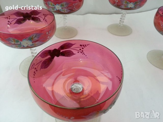 Стъклени чаши рисувани  Бохемия , снимка 7 - Антикварни и старинни предмети - 33551374