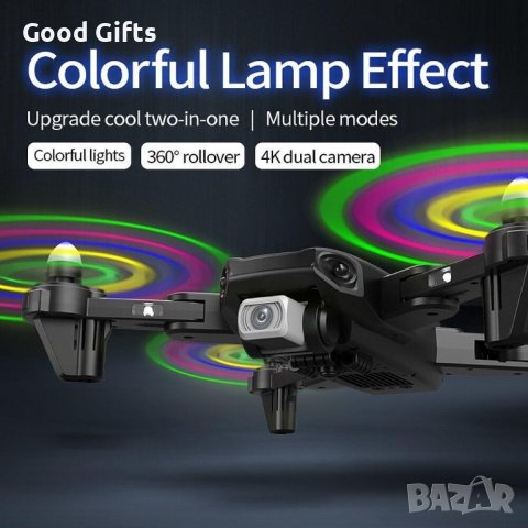 Светещ LED Дрон 1809 LED, дрон с 4K HD двойна камера WIFI FPV, снимка 5 - Дронове и аксесоари - 39403420