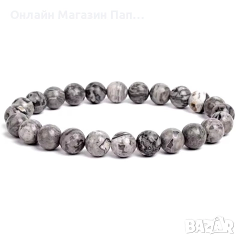 Гривна от камък Мап Яспис – естествени мъниста 8мм, 19см