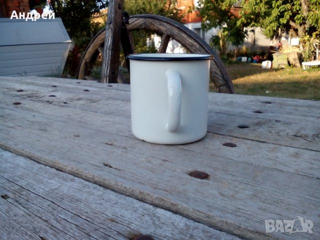 Старо емайлирано канче,чаша #2, снимка 4 - Антикварни и старинни предмети - 27108599