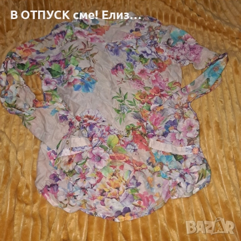 Риза коприна флорален десен уникат ефирна, снимка 4 - Ризи - 52549343