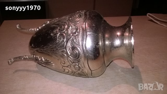 ваза/кана-внос франция-24х13см-метална с релеф, снимка 13 - Колекции - 26762336