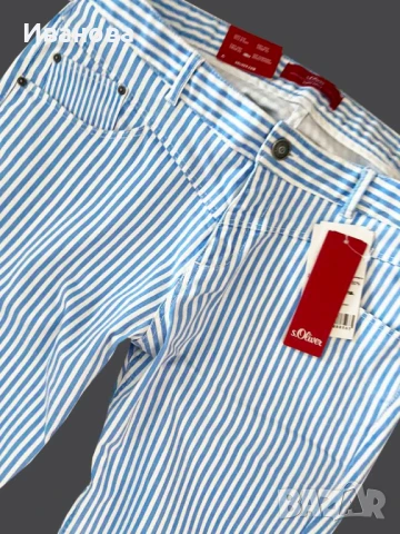 S.Oliver памучен панталон бял/бяло син/синьо, снимка 7 - Панталони - 50594492