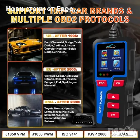 DonosHome OBD2 скенер Диагностичен четец на кодове за грешки, снимка 5 - Аксесоари и консумативи - 49917594