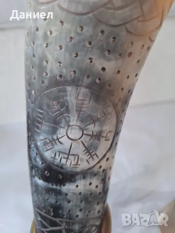 Чаша от естествен рог на бик, викингска чаша , снимка 4 - Чаши - 48016872