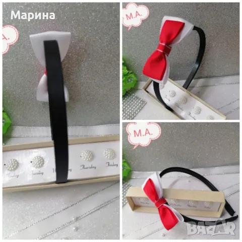 Панделка за коса в червено и бяло., снимка 4 - Аксесоари за коса - 49221860
