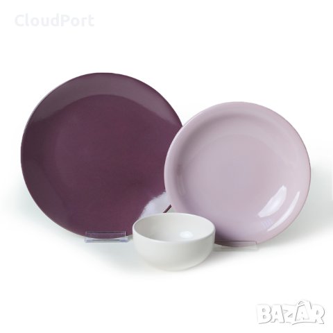 ПЪЛЕН СЕРВИЗ ЗА МАСА, KERAMIKA, 18 ЧАСТИ, КЕРАМИКА, PURPLE MIX, снимка 4 - Сервизи - 43582849