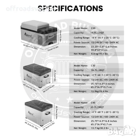 AlpiCool 30L Портативен Компресорен хладилник 30 литра 12V 24V 220V, снимка 2 - Аксесоари и консумативи - 49380189
