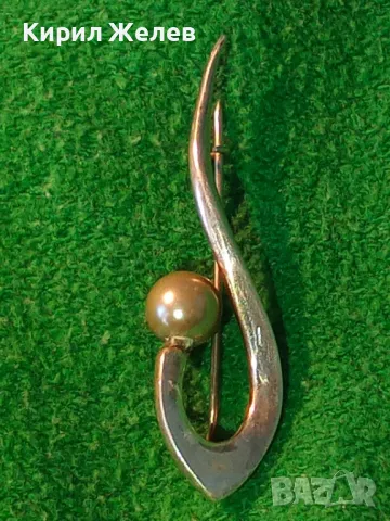 СТАРА АР НУВО СРЕБЪРНА БРОШКА СРЕБРО ВИСОКА ПРОБА с ЕСТЕСТВЕНА СИВА ПЕРЛА МАЙСТОРСКА ИЗРАБОТКА 22312, снимка 10 - Антикварни и старинни предмети - 49959687