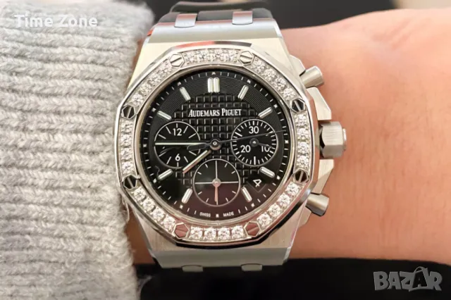 Audemars Piguet Royal Oak Offshore Chronograph 37mm Black Dial Diamond Дамски Различни Варианти, снимка 12 - Дамски - 48183057