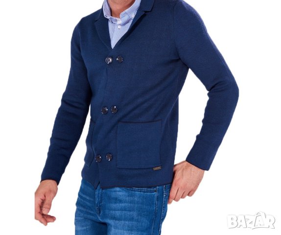 Мъжка жилетка от памук в цвят индиго Auden Cavill - 3XL