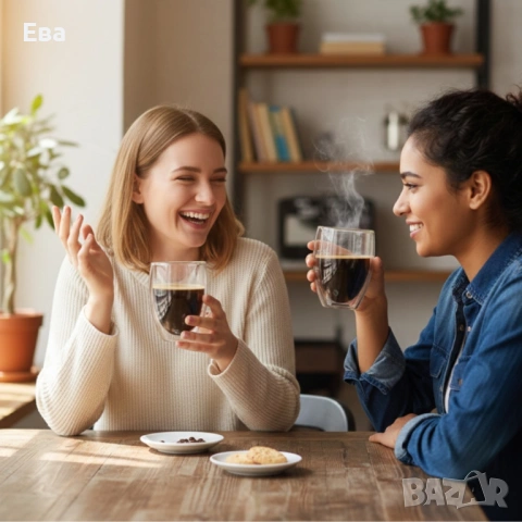 Комплект 2 термоустойчиви чаши от боросиликатно стъкло - 250 мл, двойно дъно