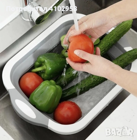 Многофункционална сгъваема дъска за рязане - леген с тапа, снимка 4 - Аксесоари за кухня - 52992270