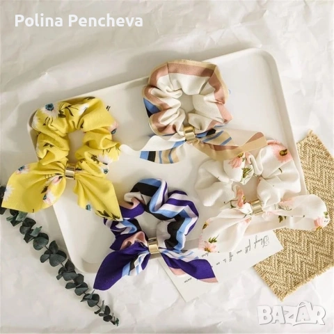 Скрънчита за коса - сатен, снимка 9 - Аксесоари за коса - 53356323