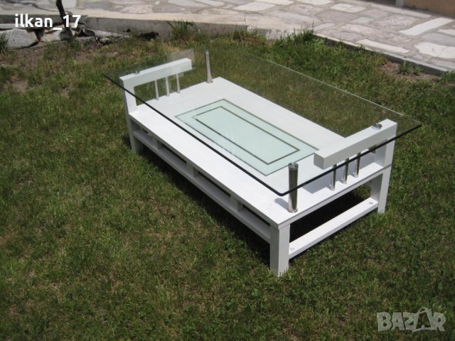 Маса Холна Много Красива Практична Материал: стъкло, дърво в цвят Бял, снимка 4 - Маси - 36871565