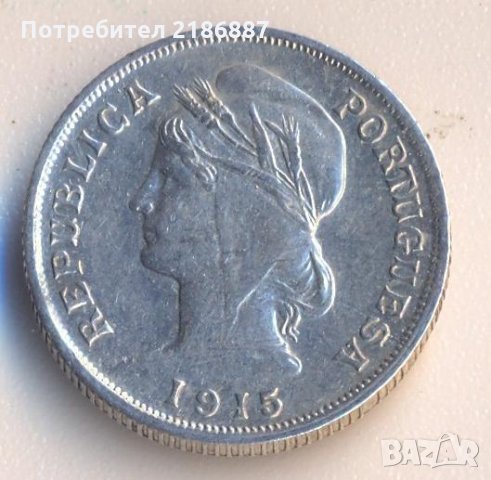 Португалия 10 сентавос 1915 година, сребърна монета, снимка 2 - Нумизматика и бонистика - 26706015