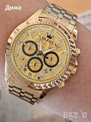 OLEVS Хронограф Многофункционален Кварц,Скелетен,Hollow Out,HD Светещ,3 АТМ,Автоматична дата,Ден , снимка 10 - Мъжки - 48358869