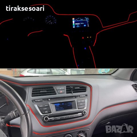 LED Червена Диодна интериорна лента за табло 2 мт амбиентно осветление, снимка 2 - Аксесоари и консумативи - 43708219