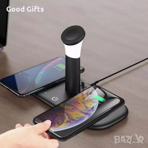 Безжично зарядно LH5 3 в 1, за Bluetooth слушалки, телефон, часовник, снимка 4 - Безжични зарядни - 38102539