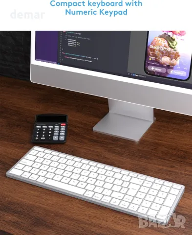 Безжична Bluetooth клавиатура Yivandi за Apple Mac OS – QWERTY оформление, ножични клавиши, снимка 6 - Клавиатури и мишки - 47763476