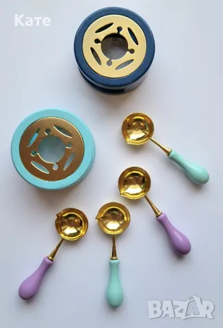 Лъжичка за топене на восък и поставка 