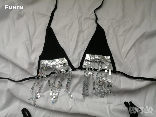 Нов комплект дамски бански от две части с блестящи цветни пайети р-р L и XL, снимка 9 - Бански костюми - 50620613