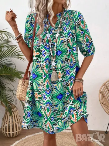  	Уникална Лятна Цветна Италия - Рокля с Ярки Наситени Цветове XL Размер 