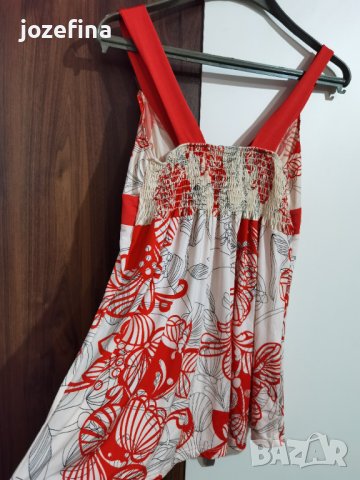 Лятна дамска блуза червено и бяло, снимка 2 - Туники - 43329933