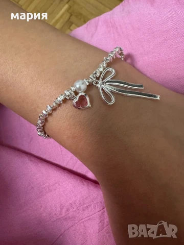 Нова сребърна гривна с обеци /комплект, снимка 7 - Бижутерийни комплекти - 51112150