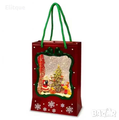 Празнична Коледна декорация във вид на подаръчна чанта със светлини и снежен ефект, снимка 7 - Други стоки за дома - 52831794