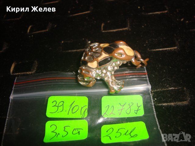 МАЛКА МЕДНА ЖАБКА ЕМАЙЛ КРИСТАЛИ АЖУРНА АРТ ВИСУЛКА 22787, снимка 7 - Други - 33350192