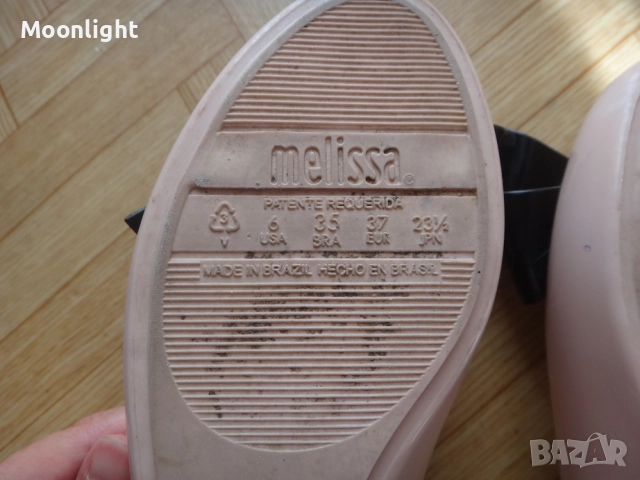 Melissa Пастелнорозови гумени пантофки с панделка 37 номер (силиконови балеринки), снимка 6 - Дамски ежедневни обувки - 52537460