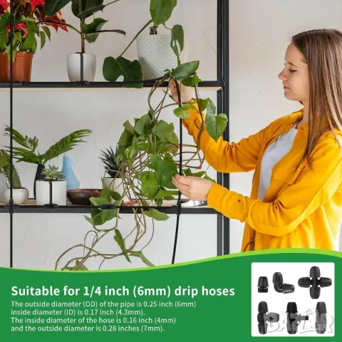 Комплект 40бр Т образни дюзи за капково напояване за 1/4" маркуч , снимка 4 - Напояване - 49704720