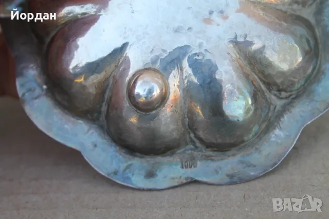 Сребърна чинийка/поднос с емайл, снимка 11 - Други ценни предмети - 50109428