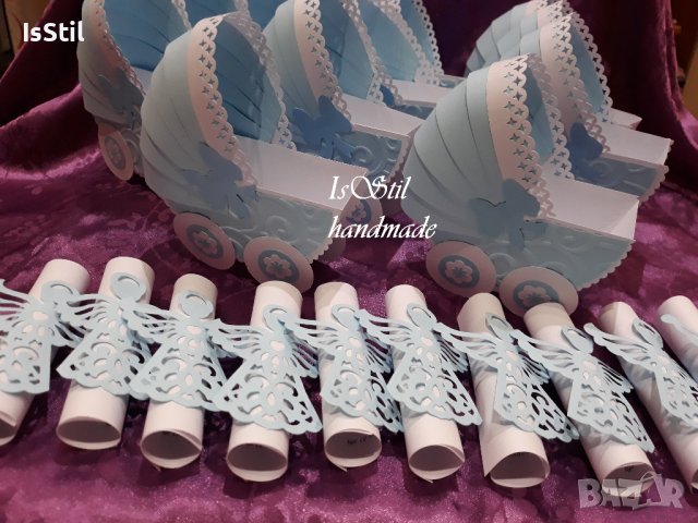 3Д количка -покана кръстници, подарък за гости на кръщене, покани колички, подарък новородено бебе, снимка 8 - Други - 18683734