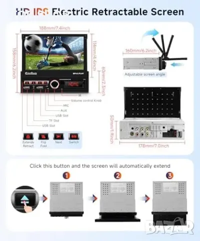 Ново CarPlay Android Auto Bluetooth Радио 1DIN + Камера за Заден Ход, снимка 2 - Друга електроника - 49804775