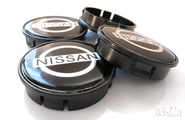 Nissan 55/60/52мм алуминиеви капачки / тапи за джанти черен цвят, снимка 4 - Аксесоари и консумативи - 38462942