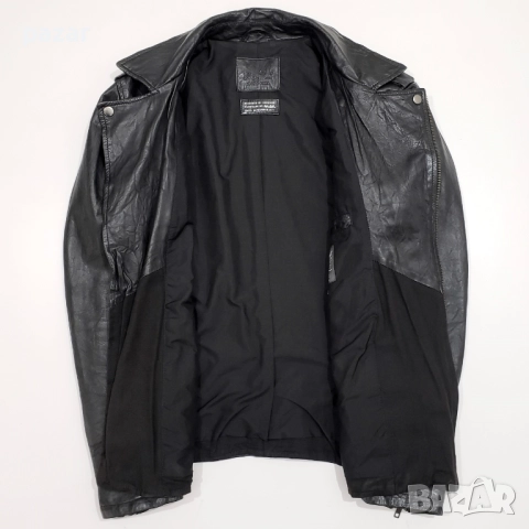 JACK & JONES Мъжко Кожено Яке Рокерско Мото Рокерия Метал Естествена Кожа L, снимка 8 - Якета - 52967809