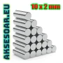 10 бр. Супер силни нови неодимови дискови малки 10 х 2 мм. мощни магнити за хладилник и офис магнит, снимка 1