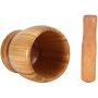 Бамбуково хаванче с чукало за чесън и подправки, 10х10 см / Външен размер 10х10 вътрешен отвор 6.5см, снимка 4