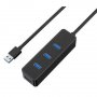 USB Хъб USB3.0 DigitalOne SP00099  -4 изхода черен става и за PS4,  XBox USB Разклонител 