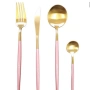 Комплект прибори за хранене от 24 части с луксозен дизайн и магнитна кутия в златисто и розово, снимка 5