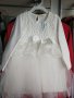 Бяла детска рокля с дантела, памучна материя, дълъг ръкав. , снимка 3
