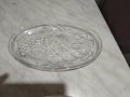 Пресовано стъклено плато поднос за сервиране от гроздови кристали 230х145х20мм-2 броя нови, снимка 2