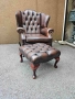 Кресло с табуретка в стил Честърфийлд, снимка 1