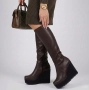Ботуши на Платформа - Тъмнокафява Кожа, снимка 2